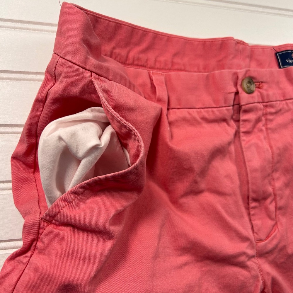 Vineyard Vines Breaker Chino Shorts Mens 33 Salmon Coral Pink Stretch Flat Front - Picture 7 of 15